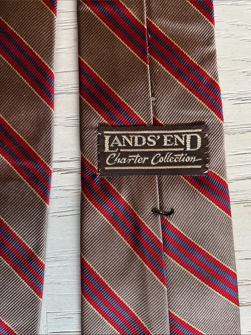 Lands' End Charter Collection Hand Sewn Striped Silk Tie
